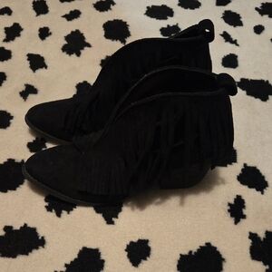 Coconuts by Matisse Black Fringe Booties